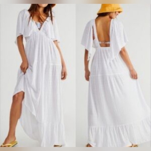 Free People White Beach La La Maxi Dress ✨ Boho Summer - Picture 2 of 5